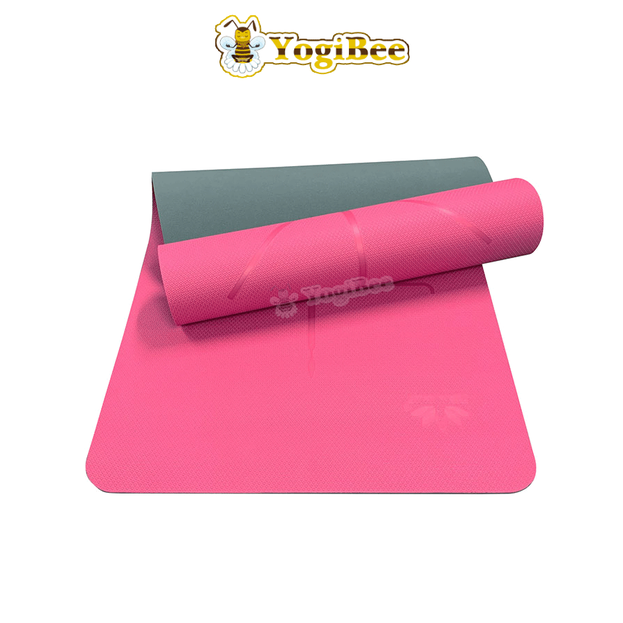 Thảm zera mat định tuyến 2 lớp màu hồng Thảm Yoga Zera Mat 8mm 2 Lớp Định Tuyến
