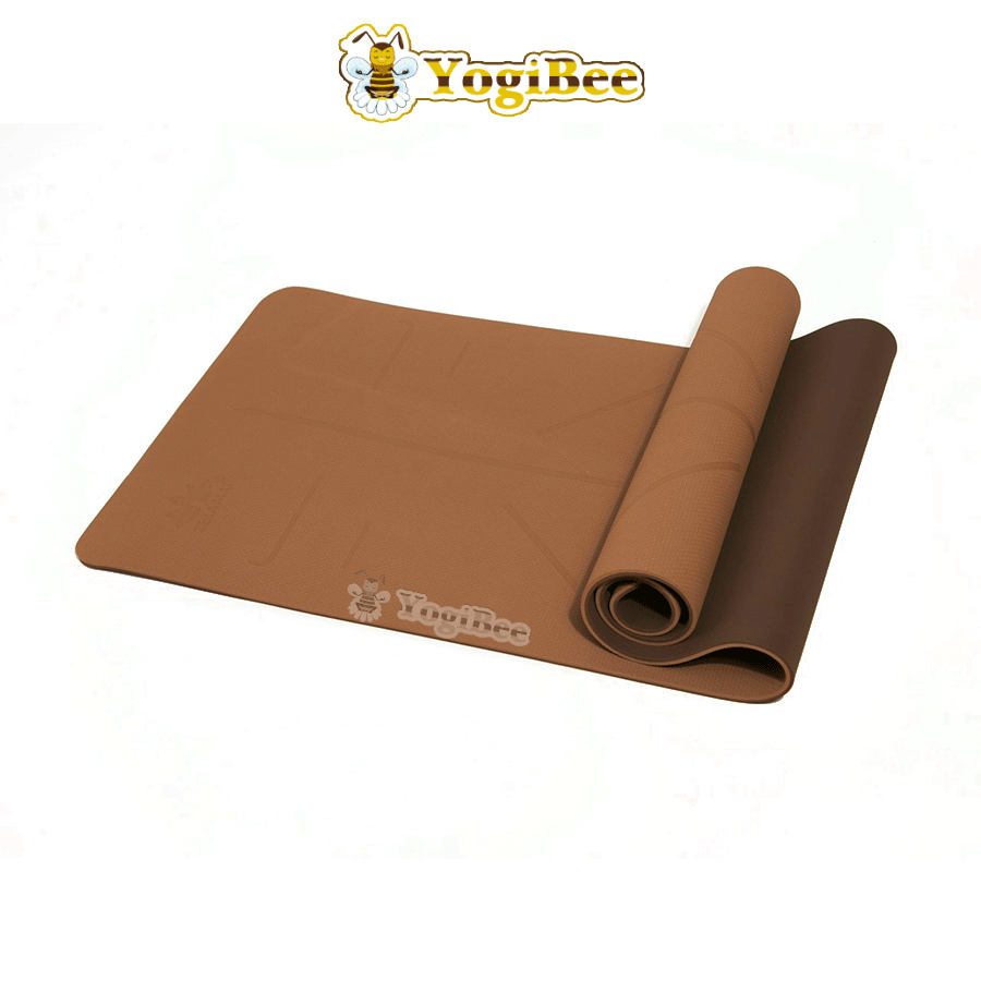 Thảm Zera mat màu nâu 2 lớp Thảm Yoga Zera Mat 8mm 2 Lớp Định Tuyến