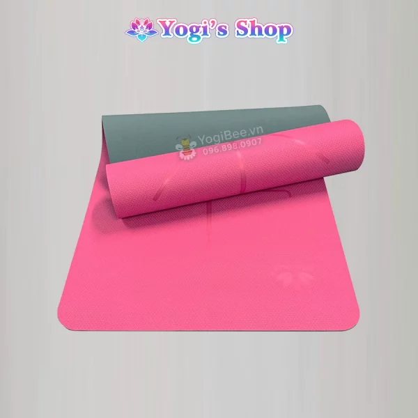 Thảm Yoga Định Tuyến Zera Mat 8mm 2 lớp Hồng
